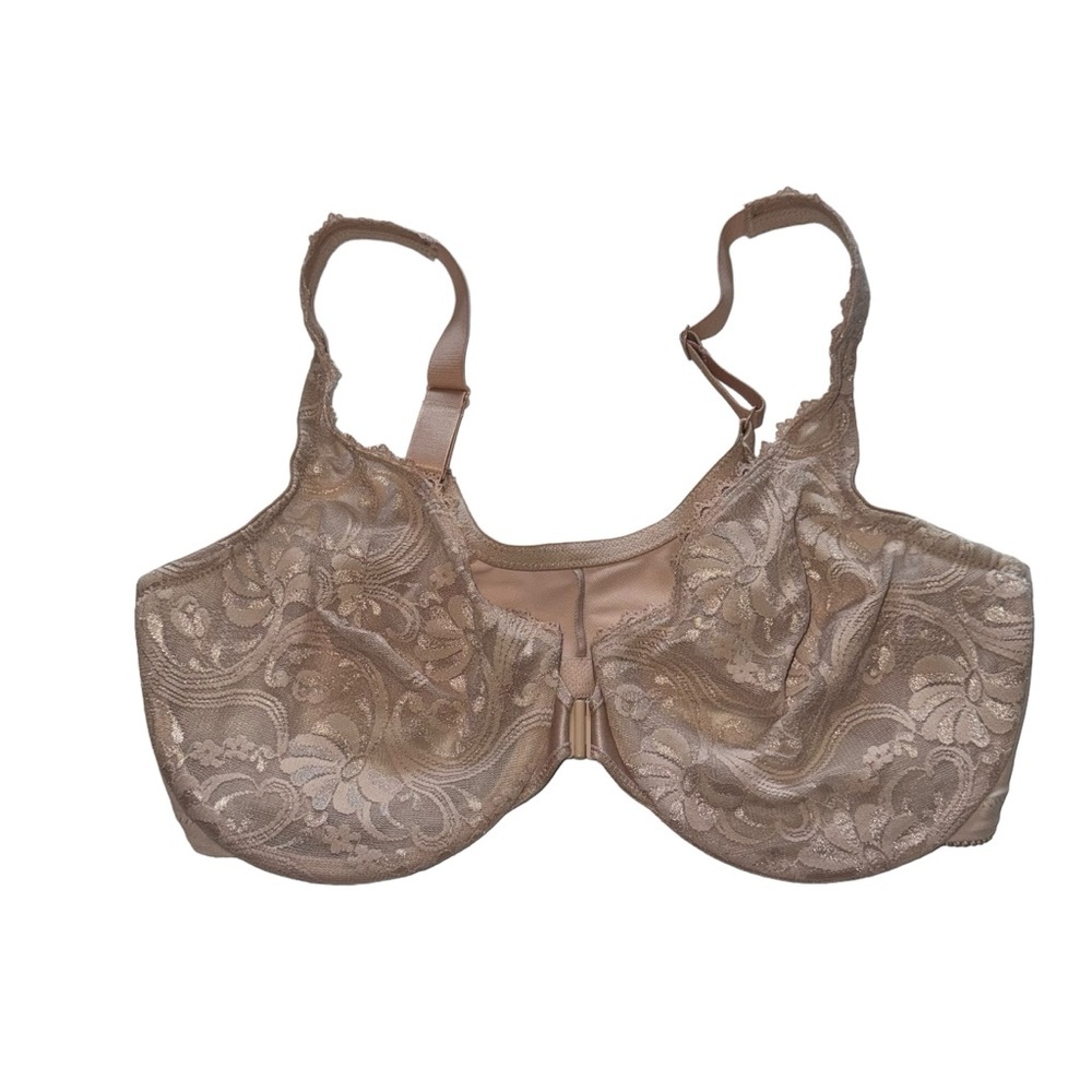 Glamorise Women's Wonderwire Front Close Stretch Lace Underwire Bra